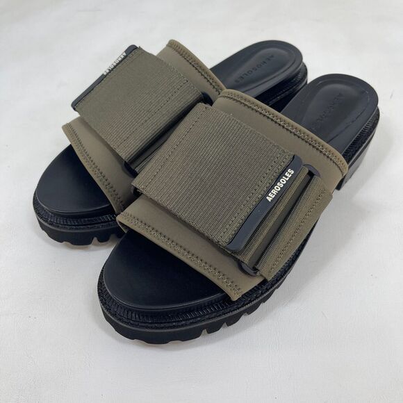 Aerosoles Taylan Platform Sandals Womens Size 11 Green Adjustable Strap - Picture 1 of 8